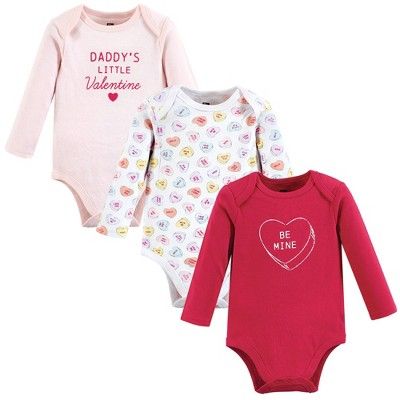Hudson Baby Infant Girl Cotton Long-Sleeve Bodysuits, Be Mine Valentine | Target