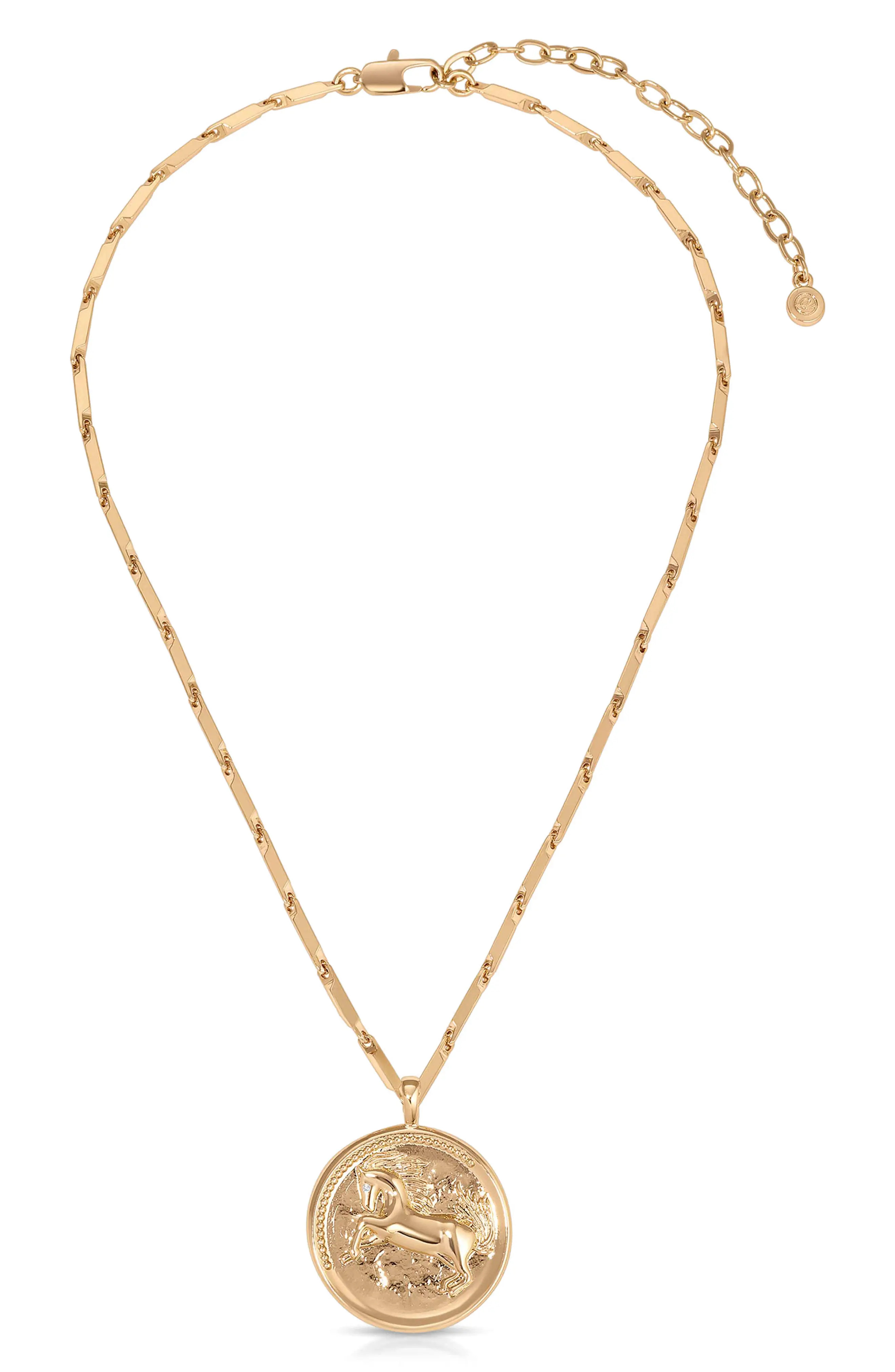 Ettika Equestrian Medallion Pendant Necklace in Gold at Nordstrom | Nordstrom