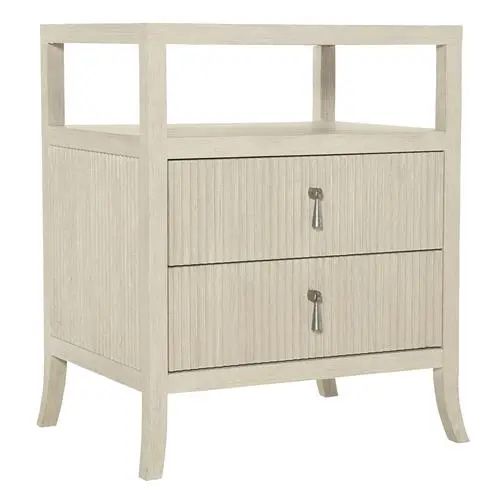 Alice Modern Classic Beige Two Drawer Open Top Shelf Nightstand | Kathy Kuo Home