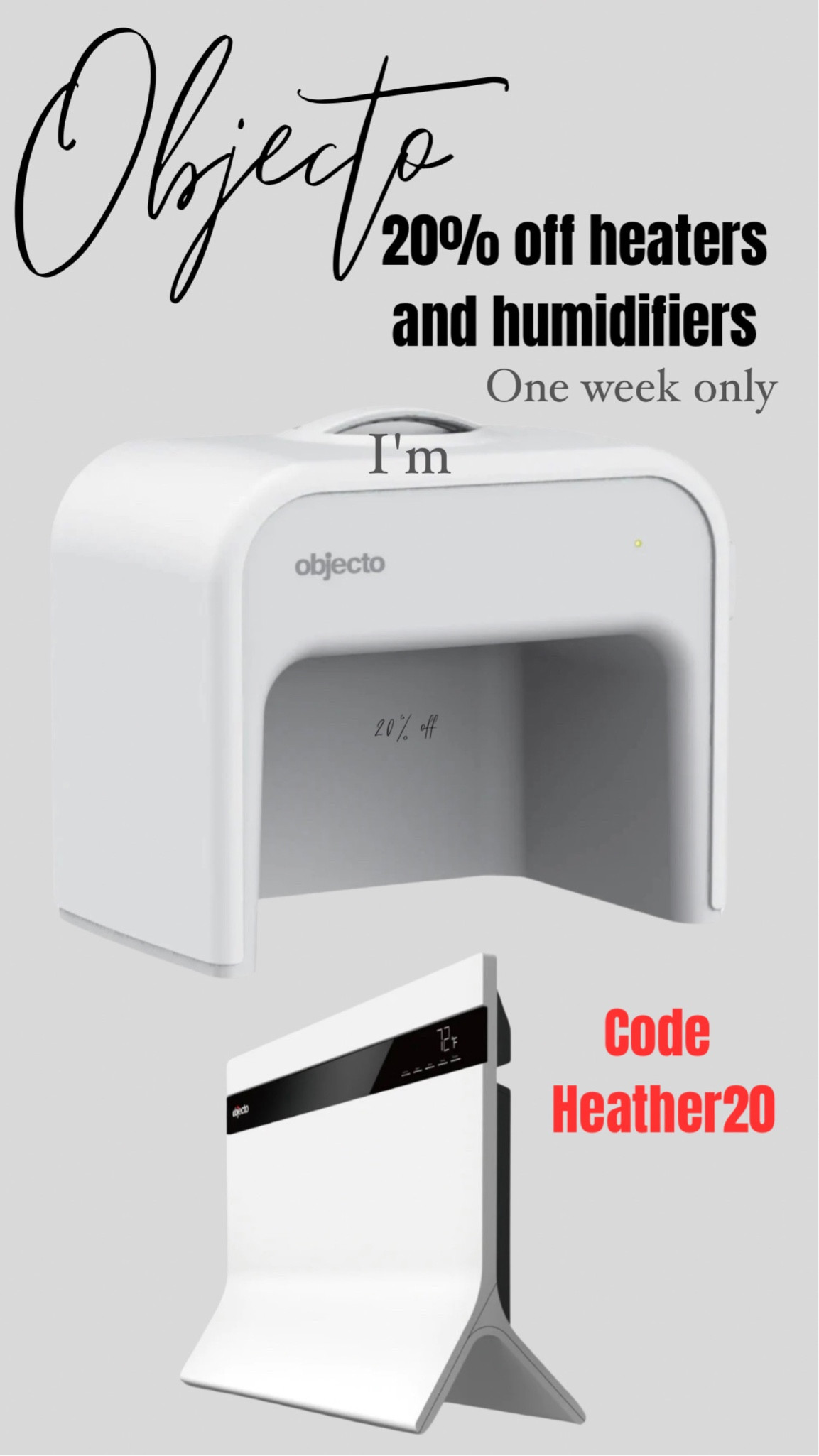 This week only saved 20% off objective humidifiers and heaters with the code HEATHER20 @check out. 

#LTKsalealert #LTKhome #LTKfindsunder50