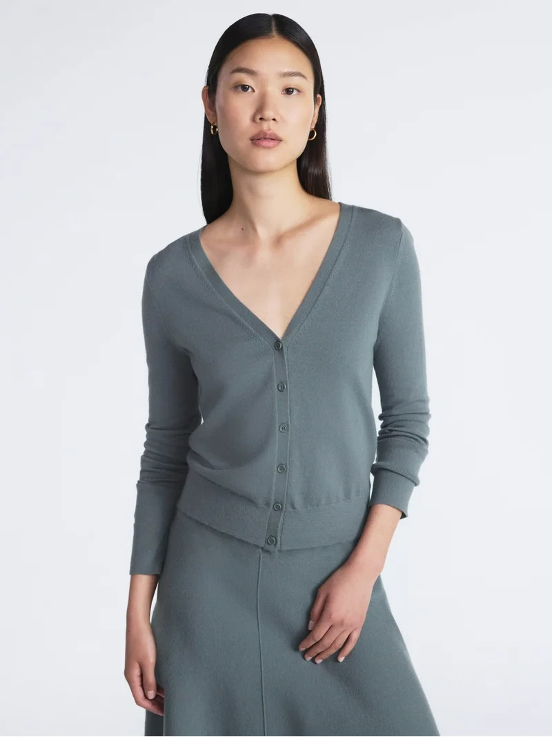 Scoop Women's and Women’s Plus V Neck Cardigan Sweater, Lightweight, Sizes XS-4X | Walmart (US)