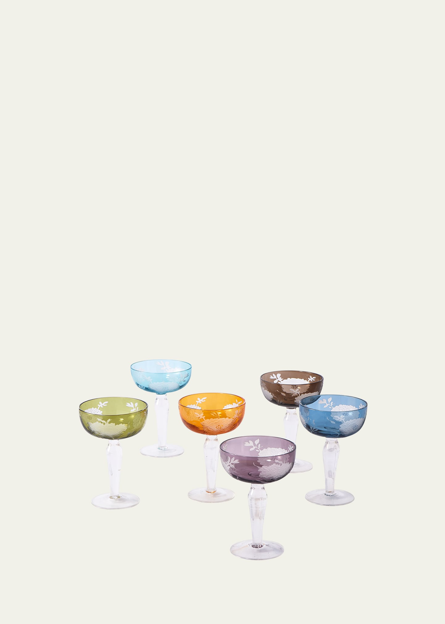POLSPOTTEN Multicolor Peony Coupe Glasses, Set of 6 | Bergdorf Goodman