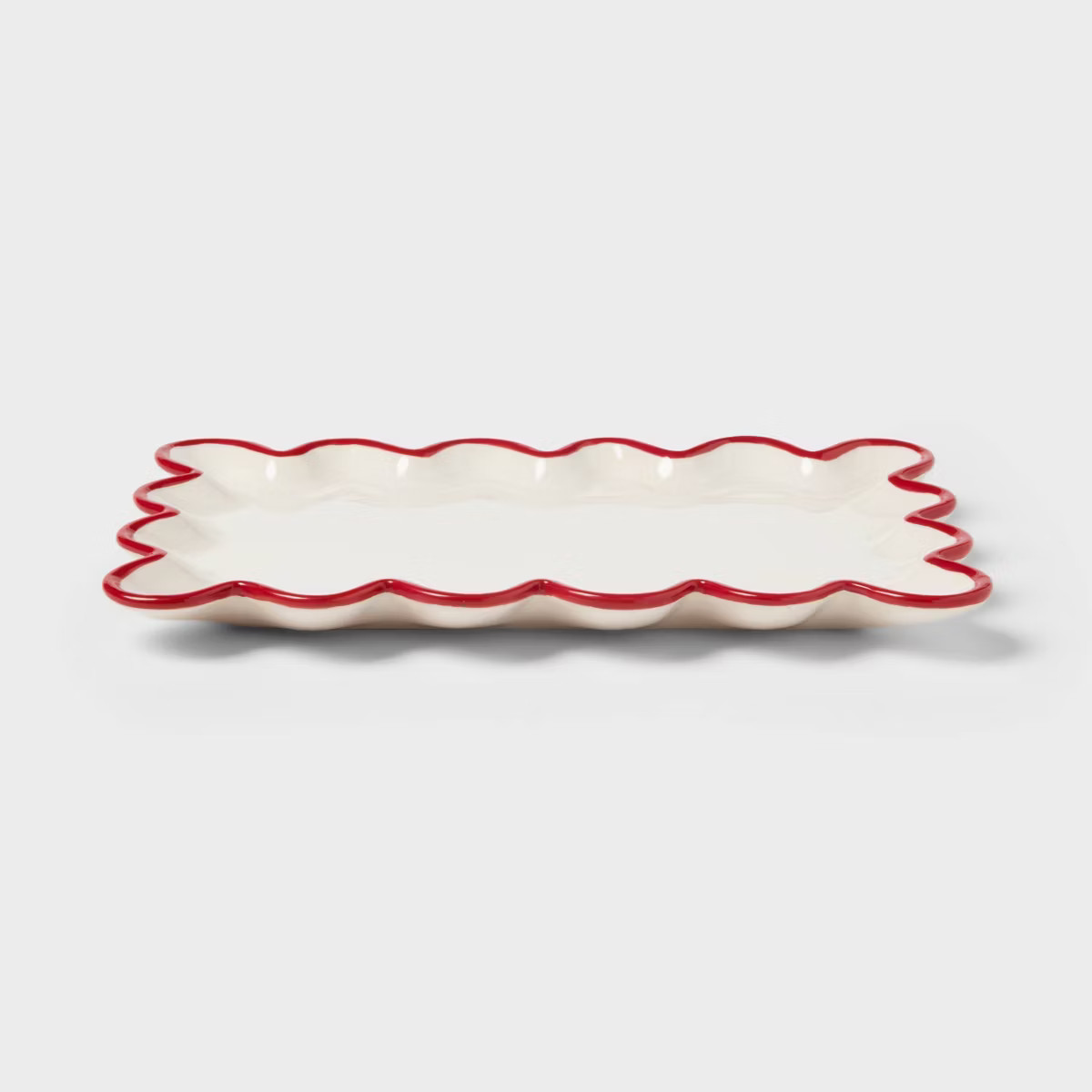 Ceramic Scalloped Soap Tray Ivory/Red - Threshold™ | Target