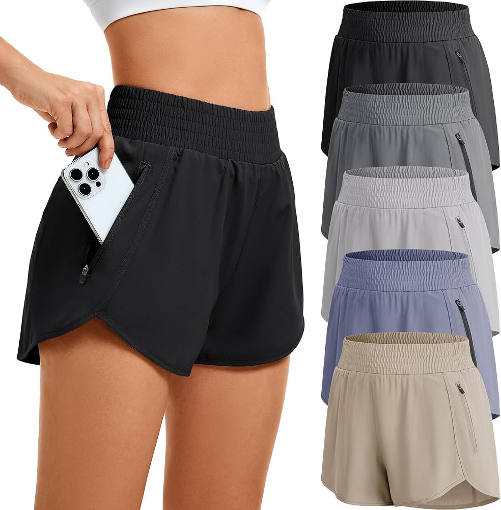 CE' CERDR Women's Athletic Workout Short High Waisted Elastic Running Shorts with Pockets for Gym... | Amazon (US)