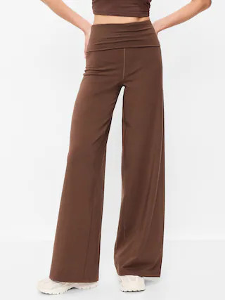 High-Waisted PowerChill Fold-Over Wide-Leg Pants | Old Navy (US)