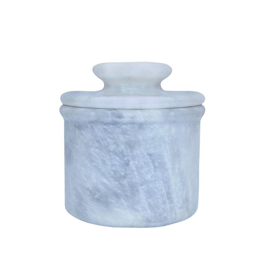 White Marble Butter Keeper with Lid | Soft Spreadable French Butter Crock for Countertop | Home a... | Amazon (US)