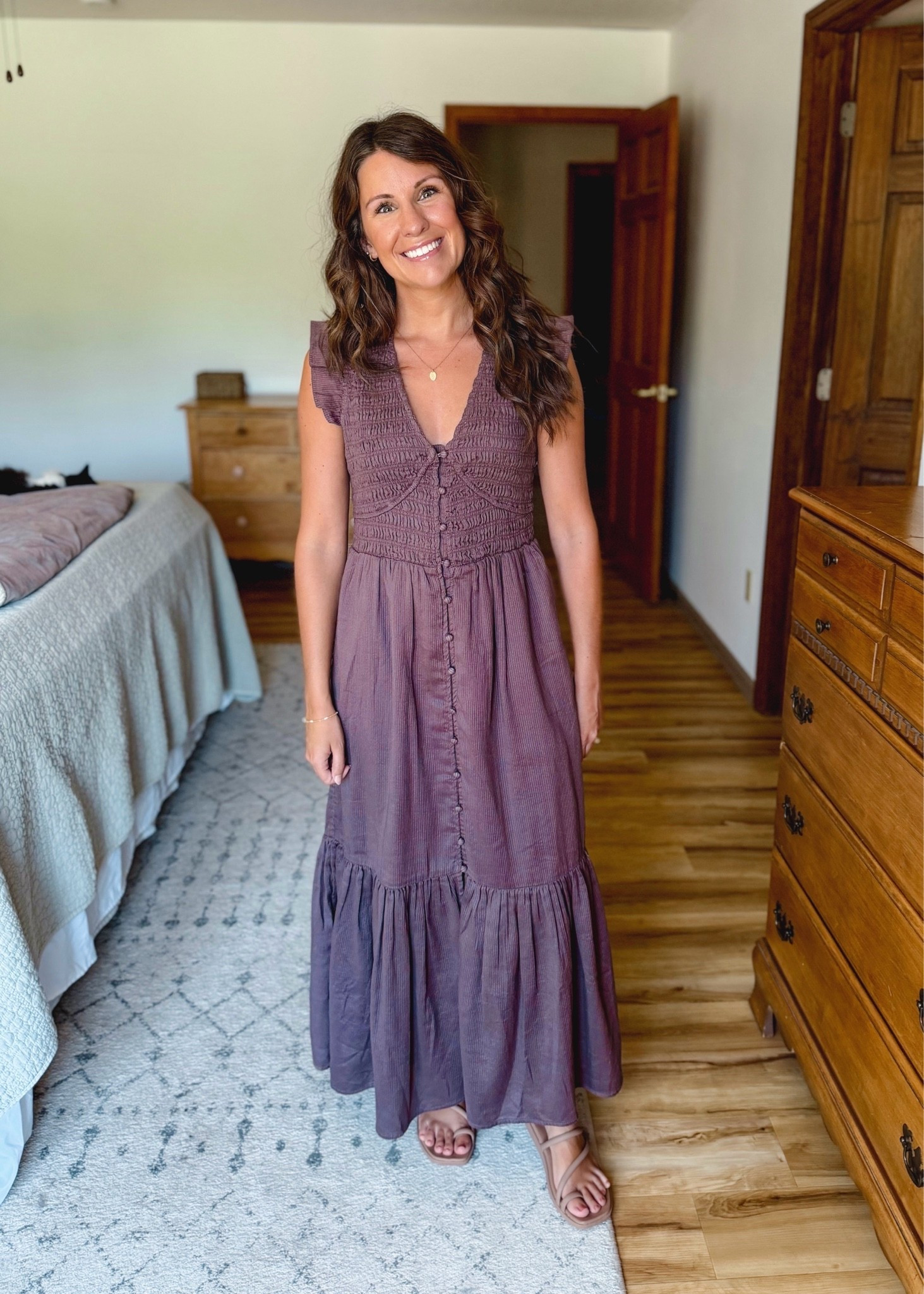 xs in this beautiful and flowy brown cotton maxi dress. My sandals are size 36.

#LTKPetite #LTKgrwm #LTKootd