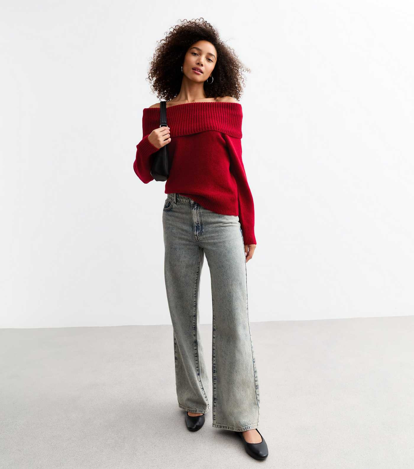 Red Knit Foldover Bardot Jumper | New Look | New Look (UK)