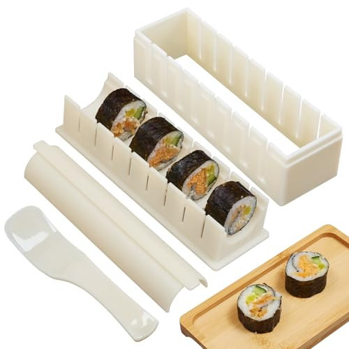 Sushi maker Kit With Sushi Rolling Mat,Sushi Roller Mold Food Grade Plastic Rice Vegetable Meat homemade Diy Sushi Making Kit Machine tool kitchen Utensils sushi molds press (round) | Amazon (US)