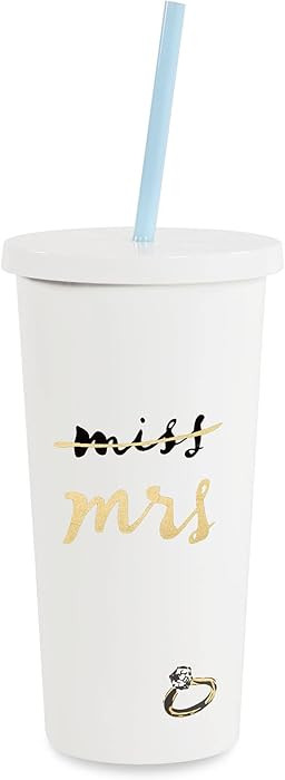 Kate Spade New York Acrylic Bridal Tumbler with Lid and Straw, 20 oz Tumbler for Bride to Be, Sli... | Amazon (US)