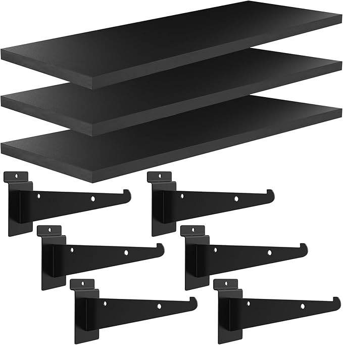 Tcevily Wooden Slatwall Shelf Slat Wall Shelves with Metal Brackets Heavy Duty Slatwall Shelving ... | Amazon (US)