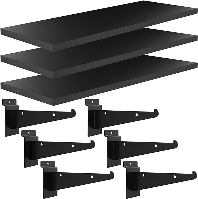 Tcevily Wooden Slatwall Shelf Slat Wall Shelves with Metal Brackets Heavy Duty Slatwall Shelving ... | Amazon (US)