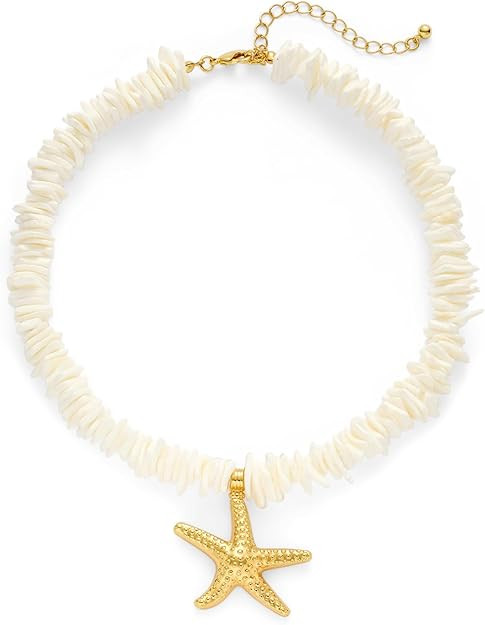 Puka Shell Necklace for Women Starfish Fish Statement Pendant Necklace Boho Summer Beach Choker N... | Amazon (US)