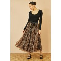 Yumi Women's Brown Leopard Mesh Tulle Skirt | Size: 16 | Debenhams UK