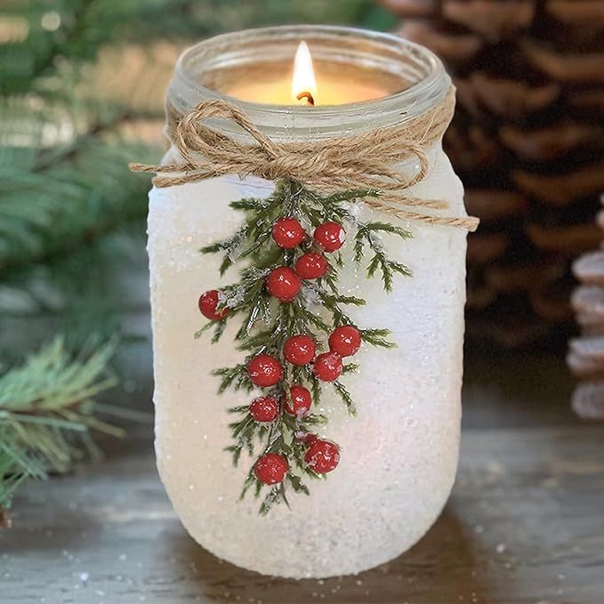 Christmas Decorations - Christmas Decor- 18 Oz Winter Mason Jar Candle - Unique Christmas Gifts f... | Amazon (US)