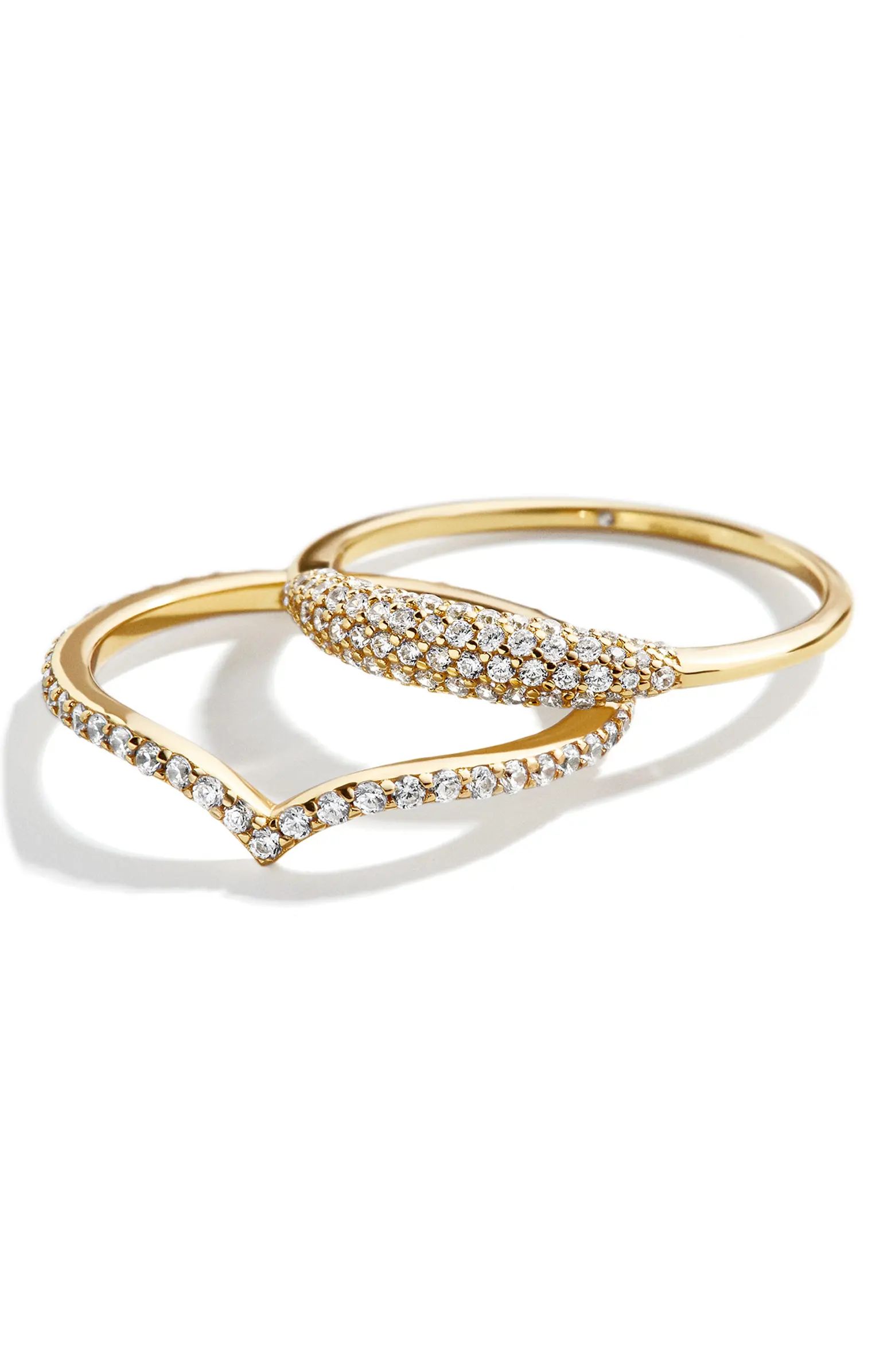 Ana Pavé Crystal Set of 2 Stack Rings | Nordstrom