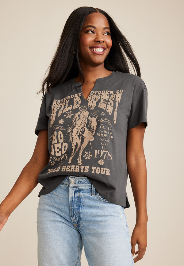 Wild West Rhinestone Oversized Fit Graphic Tee | Maurices