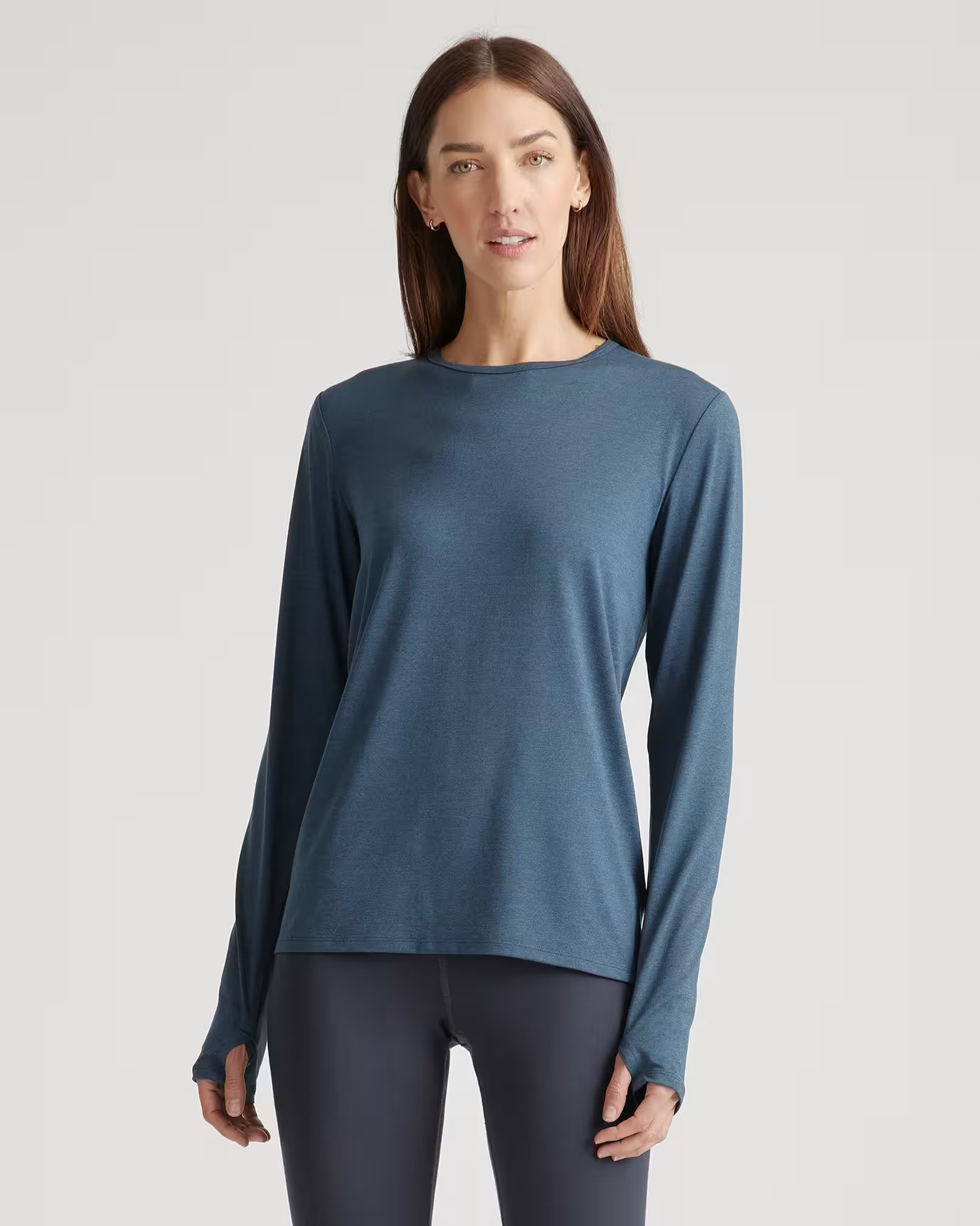 Flowknit Breeze Long Sleeve Top in Heather Ocean Navy | Quince