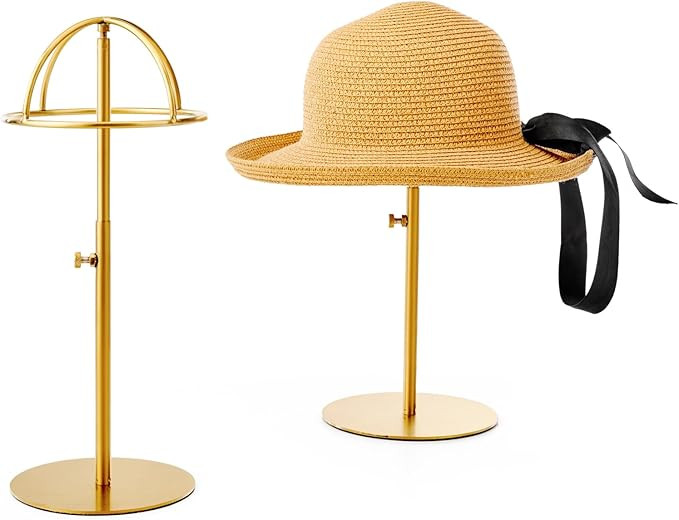 Hat Rack 2PCS Stainless Steel Hat Display Stand Adjustable Height Cap Rack Showcase for Home Bout... | Amazon (US)