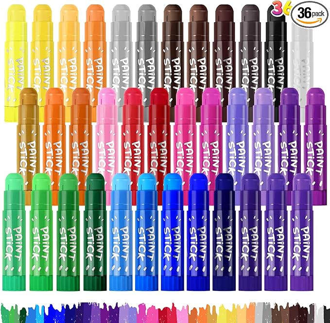 Tempera Paint Sticks For Kids, 36 Assorted Colors Washable Paint Set, Quick Drying Art Supplies f... | Amazon (US)