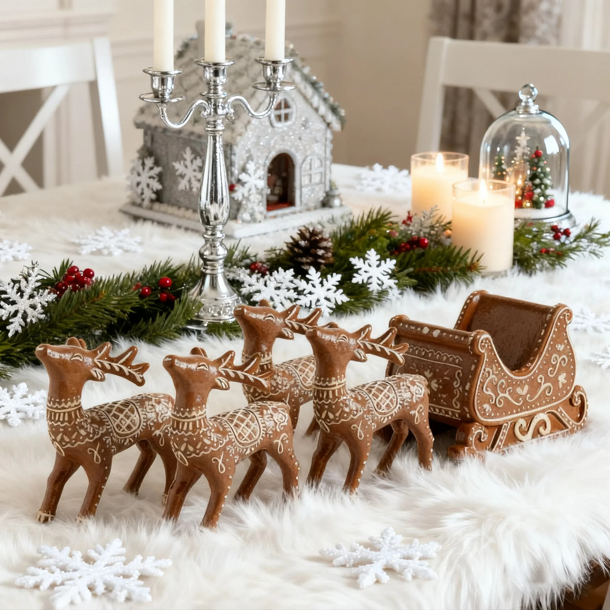 Festive Gingerbread Reindeer & Sleigh Christmas Decor 8.5", Handcrafted Resin Holiday Ornament fo... | Walmart (US)