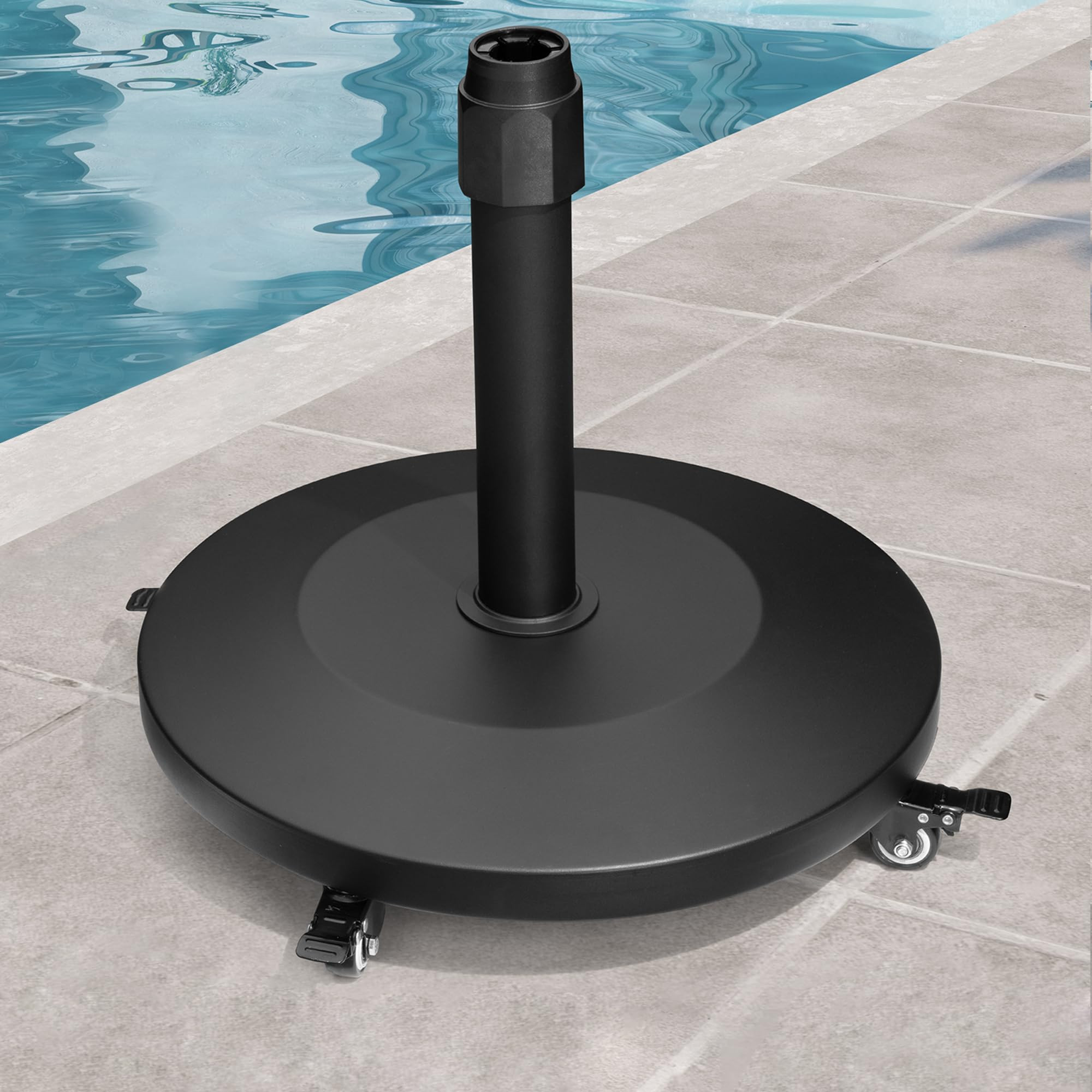 Patio Umbrella Base with 4 Wheels, 44lbs Round Heavy Duty Concrete Stand for Outdoor Market Umbre... | Amazon (US)