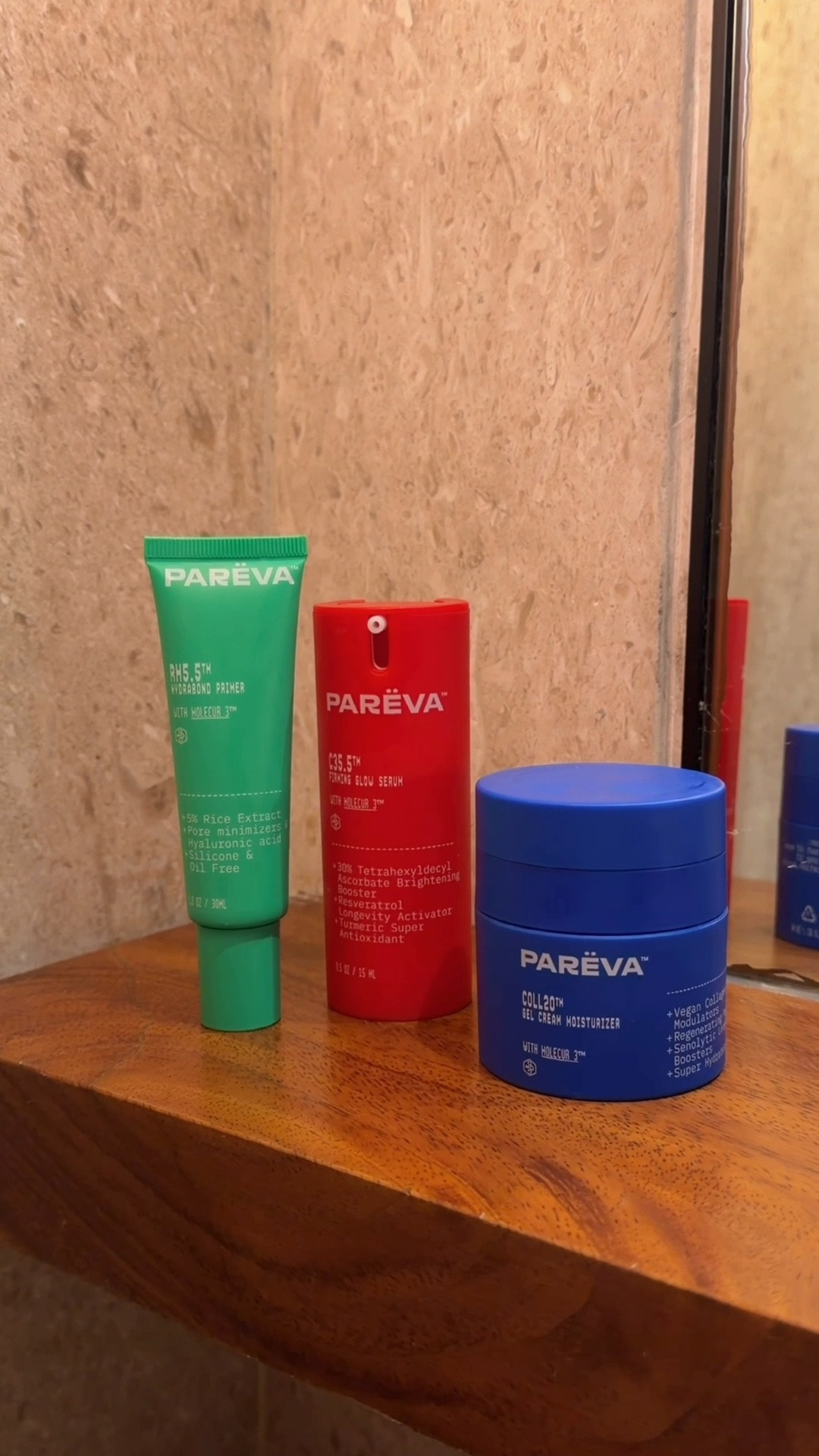 The only skincare I packed for an 8-day vacation ✈️
As I’ve gotten older - and especially with all the hormonal changes that come with menopause - my skin has changed. More dryness, more fine lines, less firmness and not as much of that natural glow I used to take for granted.
But I’ve learned that needing more from my skincare doesn’t necessarily mean I need more skincare products.
I’ve been using the @parevabeauty  three-step system for about eight months now, and I love it. Parëva was created around the idea of highly concentrated, multifunctional formulas, so you can address multiple skin concerns with a streamlined three-step routine.
C35.5 is their Vitamin C serum that targets brightness, firmness and uneven skin tone.
COLL20 is my moisturizer and treatment step in one, helping hydrate and support firmer, smoother-looking skin.
RH5.5 gives me an extra boost of hydration and leaves my skin feeling so smooth that I also love using it as a makeup primer.
After eight months, what I notice most is how hydrated and smooth my skin feels, along with more brightness and firmness. And I also love that the system is very well-priced. Good skincare doesn’t have to mean spending a fortune or having ten different products lined up on your bathroom counter.
Which brings me back to vacation…these three products were all I packed! Three products. One routine. And a whole lot more room in my suitcase.
And there’s more coming! Parëva has a brand-new eye cream launching soon, and I’m really looking forward to trying it. I’ll be sharing my experience with that one next. Linked below. #parevapartner