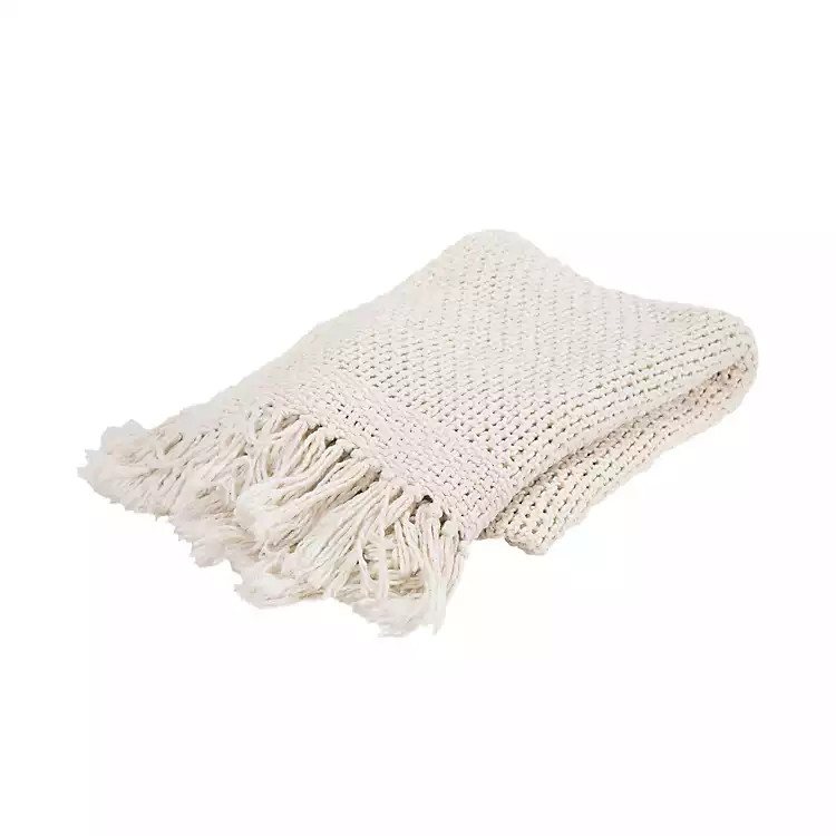 White Cotton Tassel Throw | Kirkland's Home
