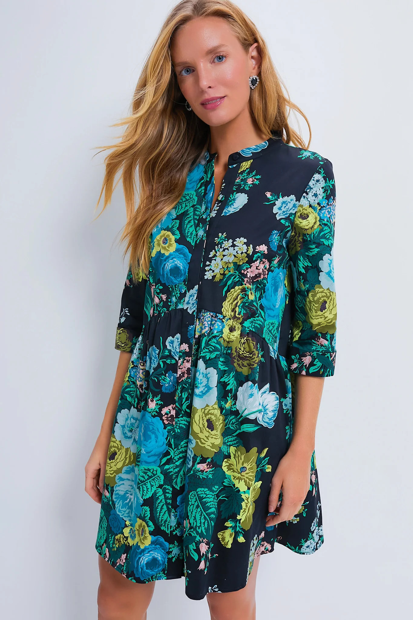 Verdant Floral Royal Shirt Dress | Tuckernuck (US)
