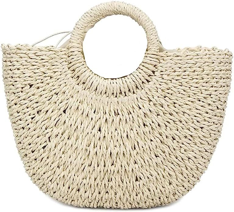Straw Bag Womens Handbag Handwoven Large Straw Beach Tote Bag Hobo Summer Beach bag Straw Purse | Amazon (US)