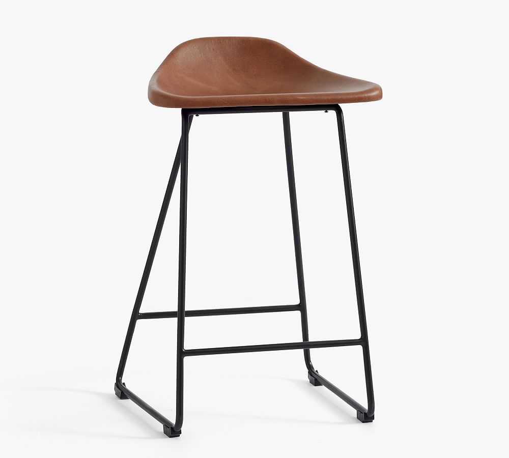 Brenner Leather Counter Stool | Pottery Barn (US)