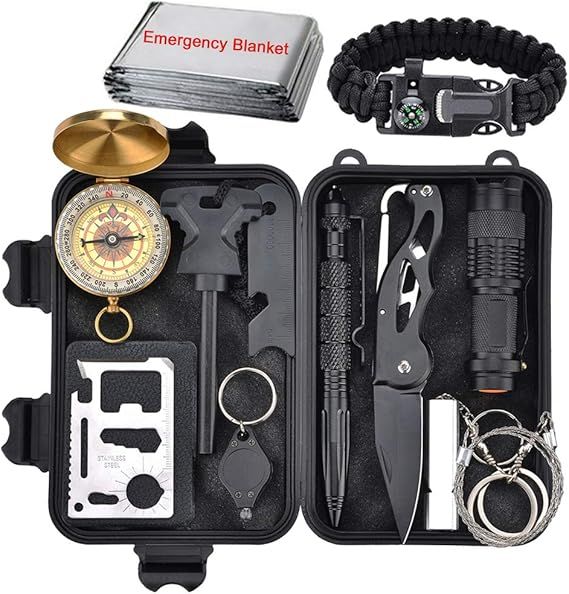 XUANLAN Emergency Survival Kit 13 in 1, Outdoor Survival Gear Tool with Survival Bracelet, Fire S... | Amazon (US)