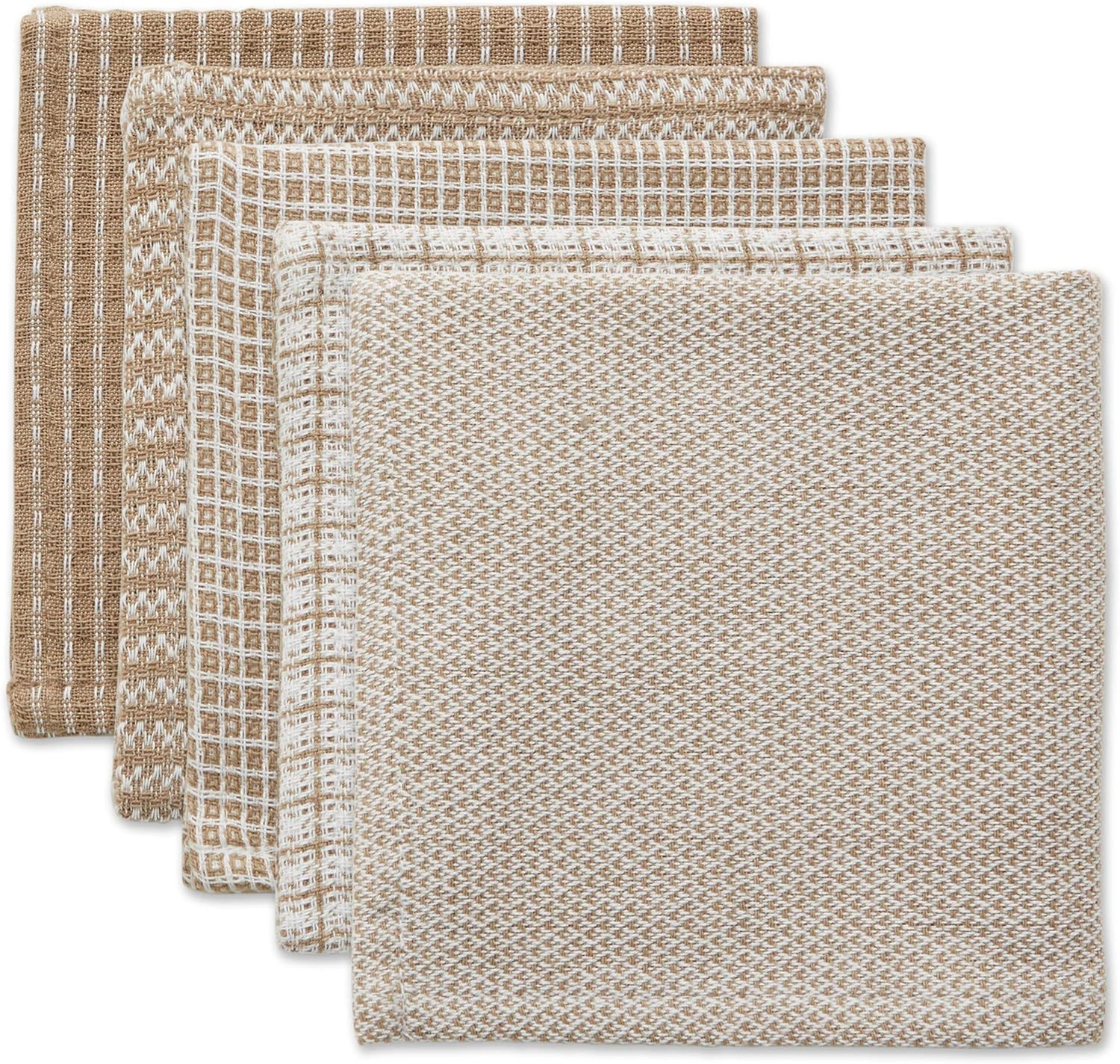 DII Everyday Kitchen Collection Assorted Dishcloth Set, 12x12, Stone, 5 Count | Amazon (US)