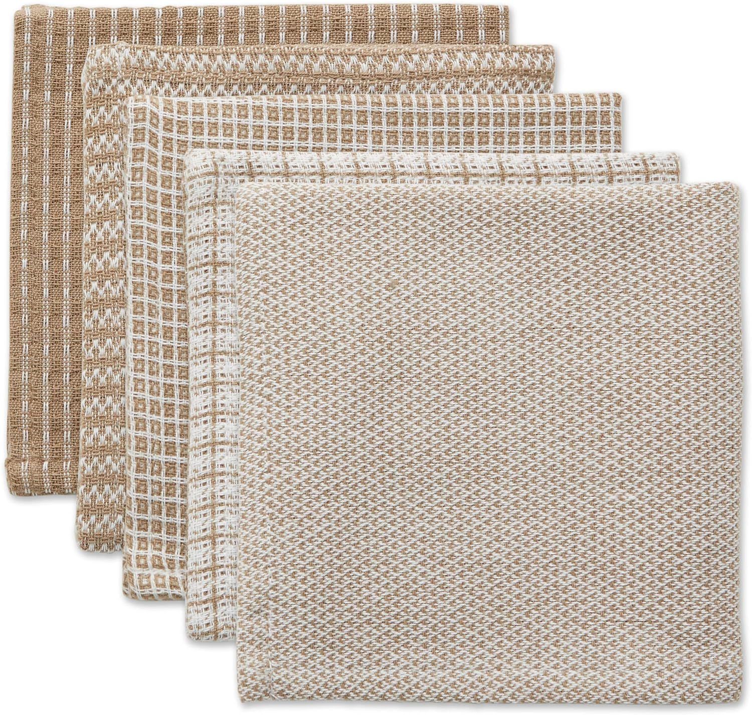 DII Everyday Kitchen Collection Assorted Dishcloth Set, 12x12, Stone, 5 Count | Amazon (US)