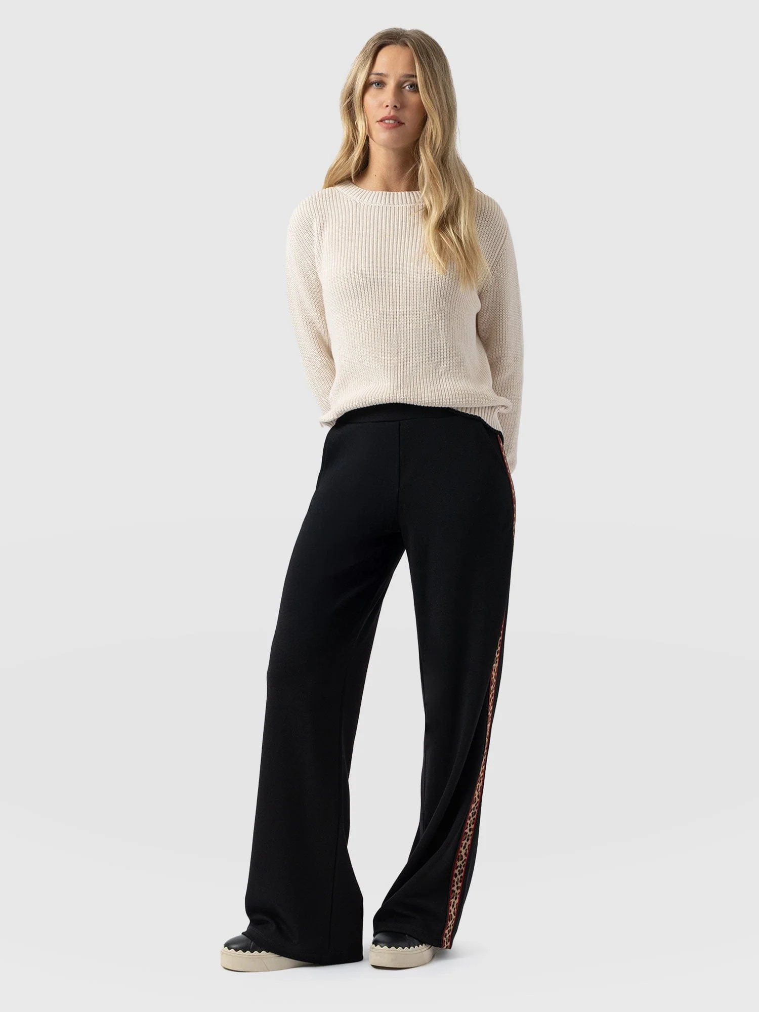 Victory Straight Leg Pant - Black - Leopard | Saint + Sofia