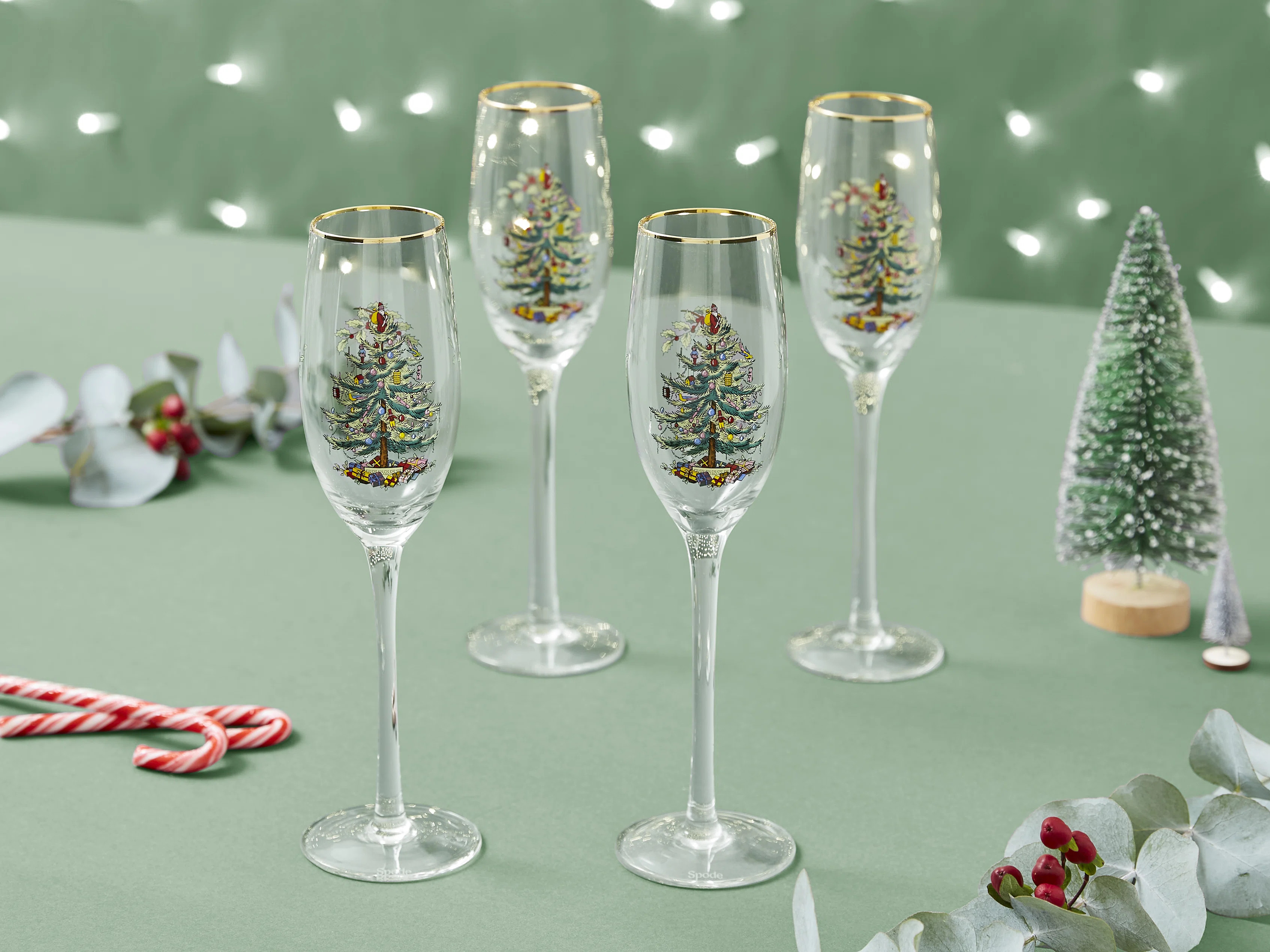 Spode Christmas Tree Champagne Fluted Glasses (Set of 4) | Wayfair North America