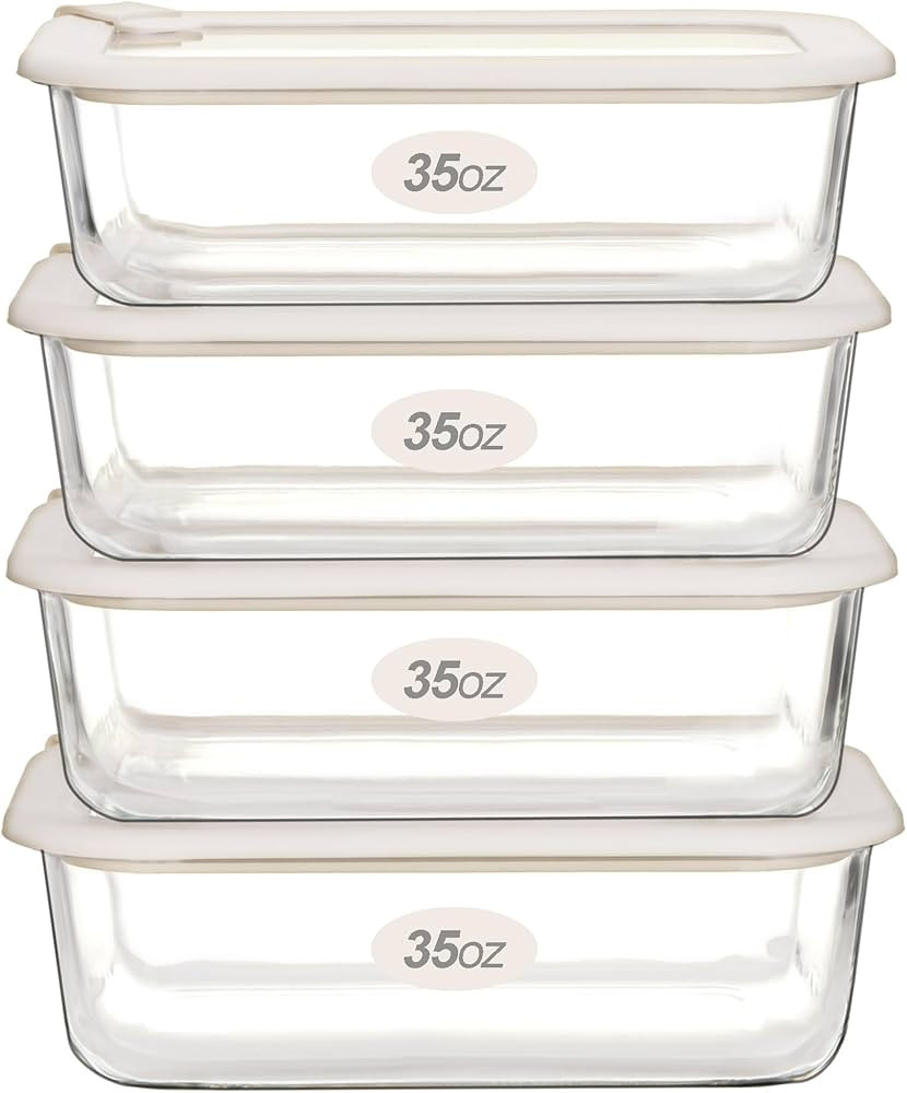 Urban Green Glass Food Storage Containers with Glass Lids, Microwave Safe Glass Food Containers w... | Amazon (US)