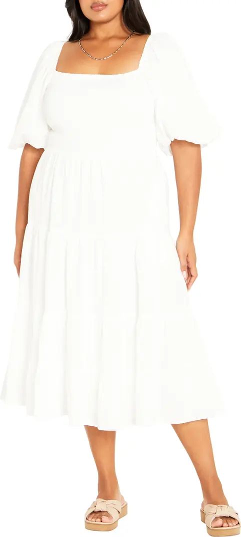 City Chic Ariella Tiered Cotton Midi Dress | Nordstrom | Nordstrom