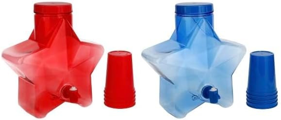 Star Shaped Drink Dispenser with Cups, Red and Blue, Fourth of July Theme, 2 Pack | Amazon (US)