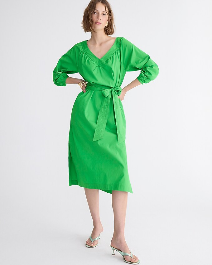 Tie-waist cotton poplin dress | J. Crew US