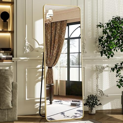 HARRITPURE 57"x20" Full Length Mirror Full Body Mirror Top Rounded Corner Aluminum Frame Hanging ... | Amazon (US)