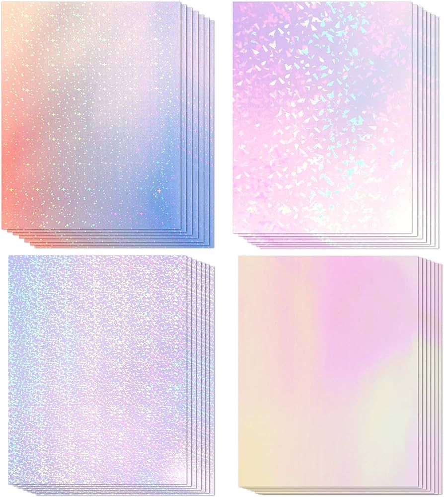 36 Sheets Holographic Sticker Paper, Transparent Holographic Vinyl Laminate Film, Clear Overlay L... | Amazon (US)