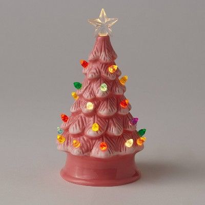 6.875&#34; Battery Operated Lit Ceramic Christmas Tree Pink - Wondershop&#8482; | Target