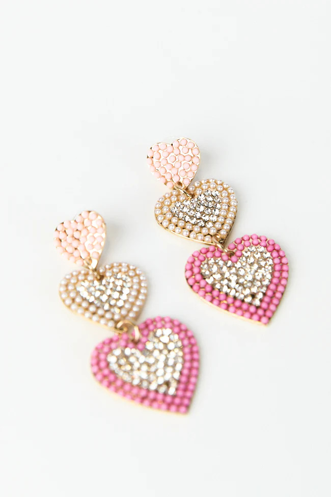 Heart Beaded Earrings | Pink Lily