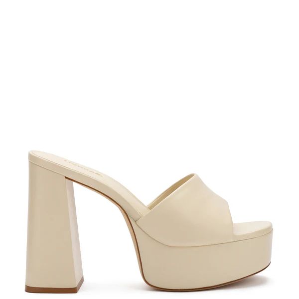 Dolly Mule In Ivory Leather | Larroude