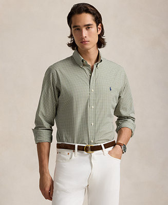 Men's Classic-Fit Gingham Stretch Poplin Shirt | Macy's