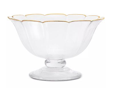 Martha Stewart Collection Footed Clear Serving Bowl with Gold Trim 10", Glass | eBay US