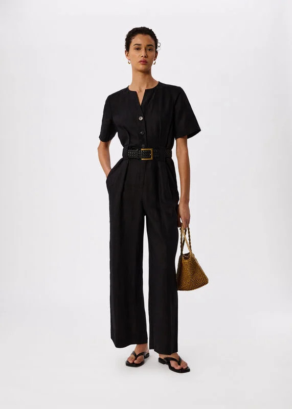 Oatmeal Wide Leg Linen Trouser | WHISTLES | Whistles UK | | Whistles