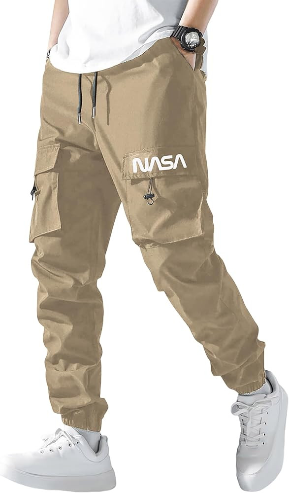 HAVELOX Men's NASA Letter Graphic Drawstring Multi-Pocket Beam Feet Cargo Pants | Amazon (US)