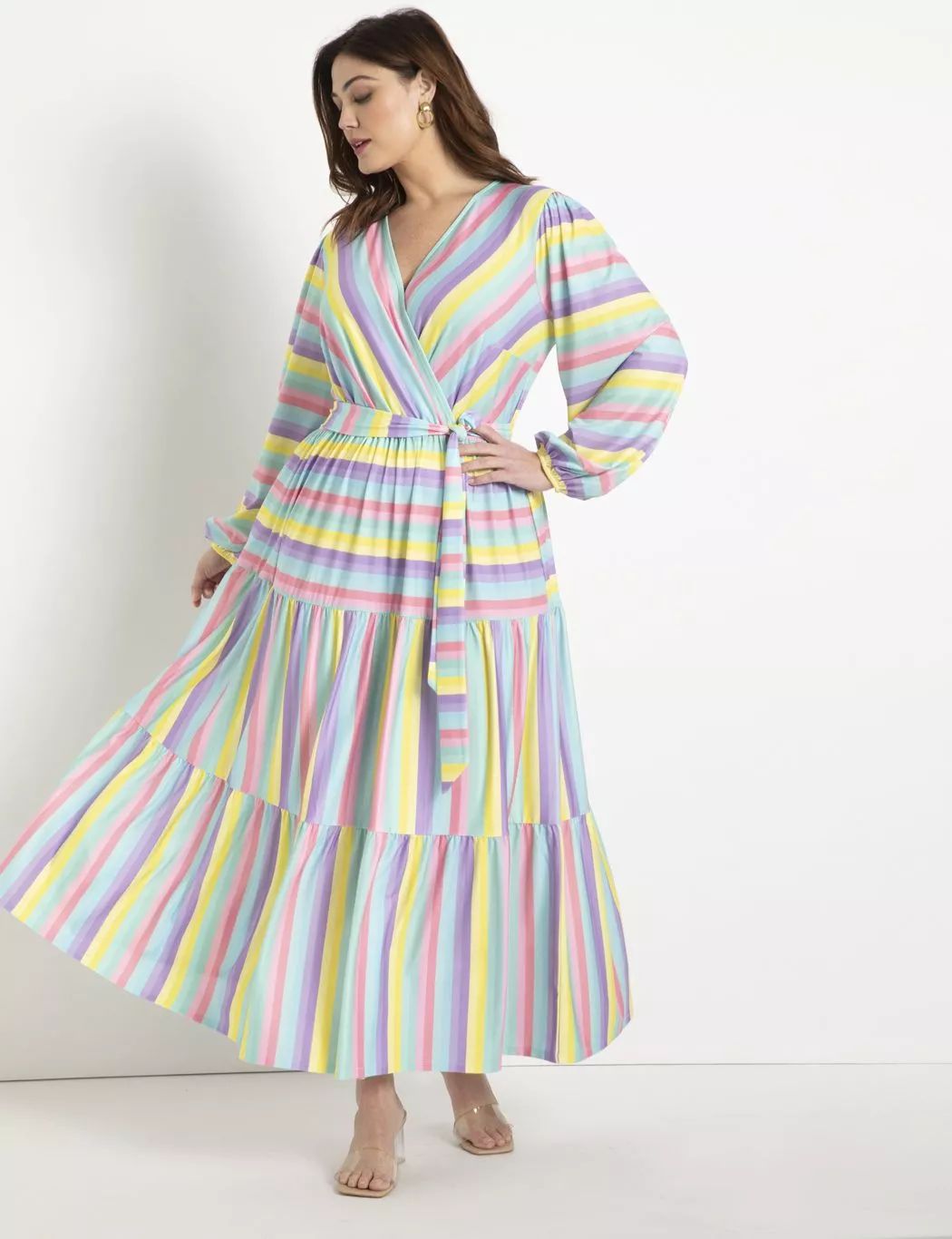 Tiered Striped Maxi Dress | Women's Plus Size Dresses | ELOQUII | Eloquii